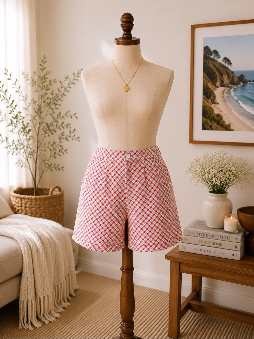 Lilly Pulitzer Plaid Shorts Pink Green White High Rise Size 10 Fits Like Size 6